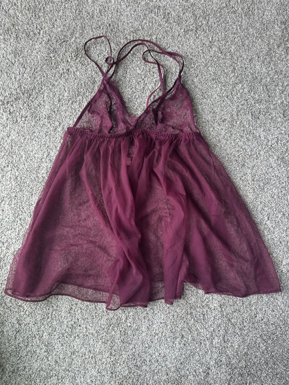 Victoria's Secret Sheer Lace Babydoll Chemise in Burgundy